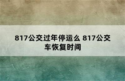 817公交过年停运么 817公交车恢复时间